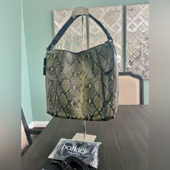 NWT Botkier Woman's Soho Medium Leather Hobo Bag Military Green Snake - Picture 3 of 9